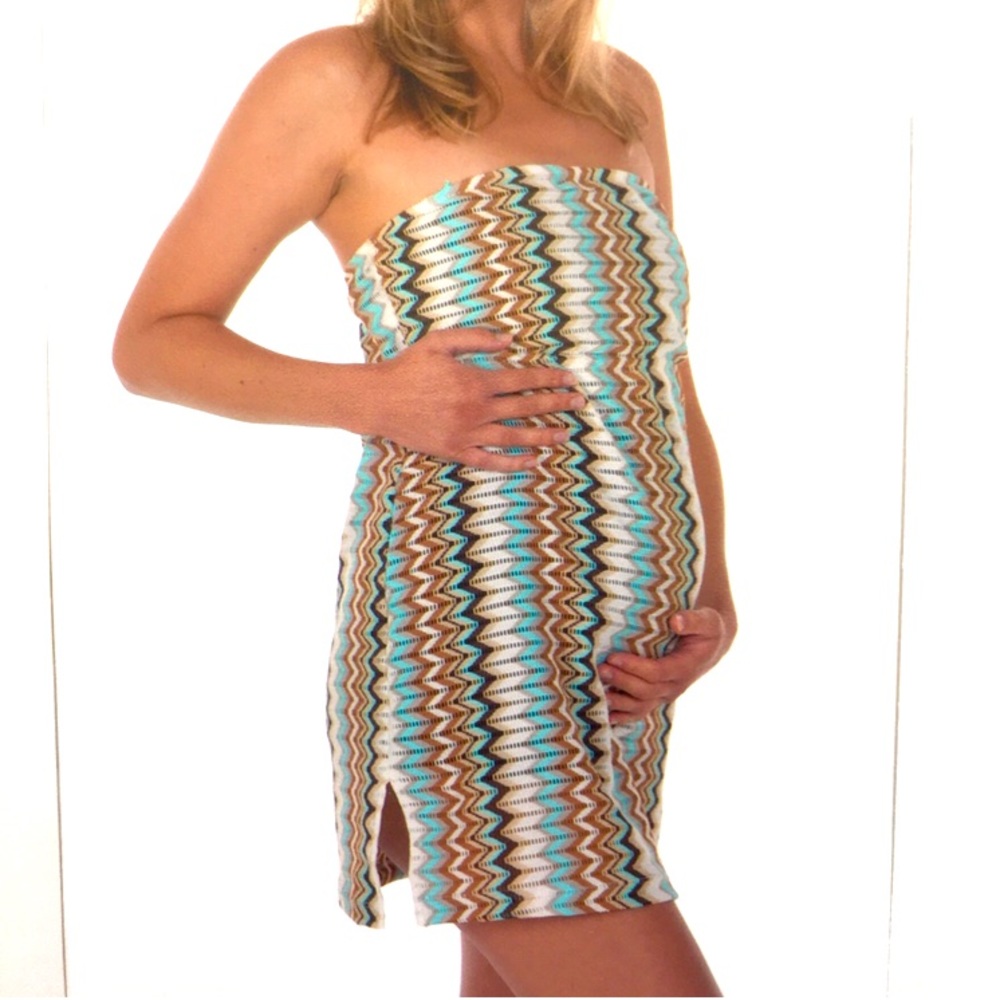 Striped Mesh Cover up Small NWT lightweight Strapless maternity